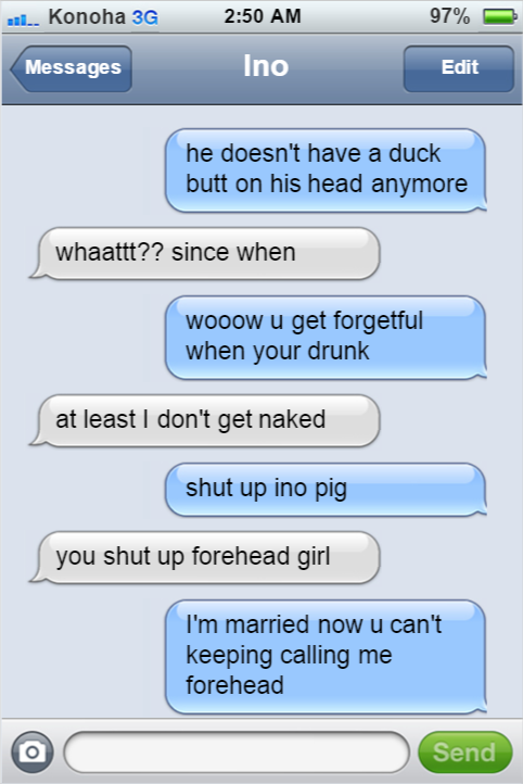 textingninjasofkonoha:  Congrats to Mr. and Mrs. Forehead girl.