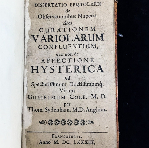 In 1682, the physician Thomas Sydenham first published his observations on hysteria (along with conf