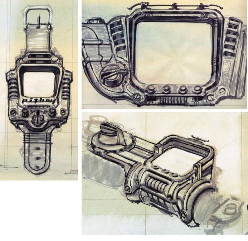 thegamerinallofus:Fallout pip-boy concept art