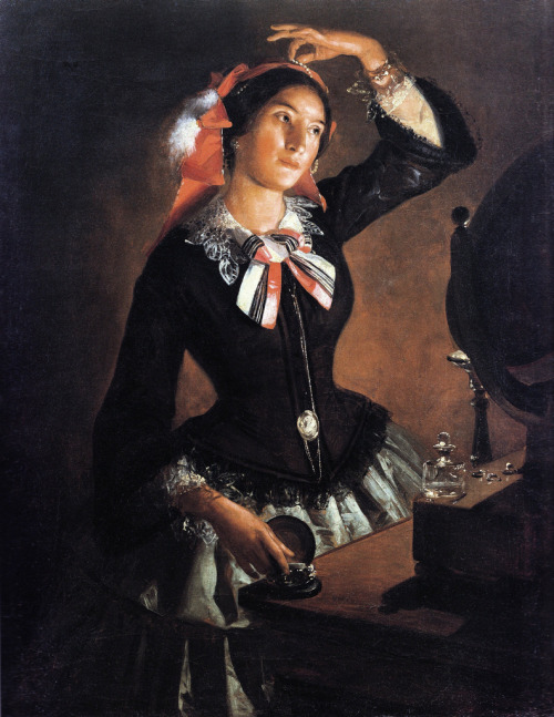 “Ritratto di Amanzia Guérillot allo specchio” by Angelo Inganni, 1856