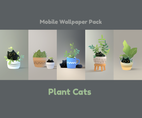 Plant Cats wallpaper pack available on Patreon $3 Tier! ( ^ᴗ^ ) LINK - www.patreon.com/posts