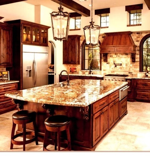 Mediterranean Kitchen - KitchenInspiration For A Large Mediterranean U-shaped Porcelain Tile And Beige