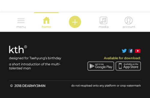 dearmyjimin:KTH® | Mobile App Mockup - designed for taehyung’s birthday- download the app today!- hulu japan © minminnnie1204 - support my work | do not reupload 