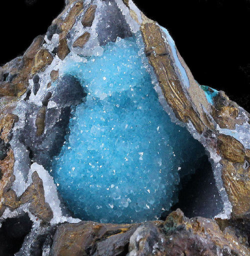 Drusy Chrysocolla in vug - Chile