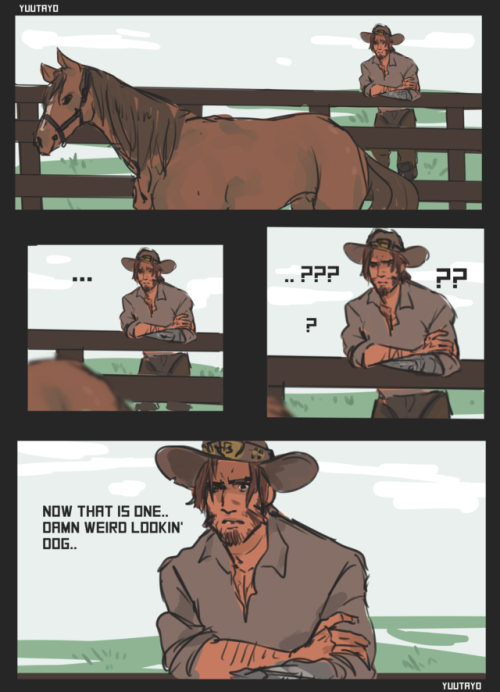 yuutayo:mccree has never seen a horse before