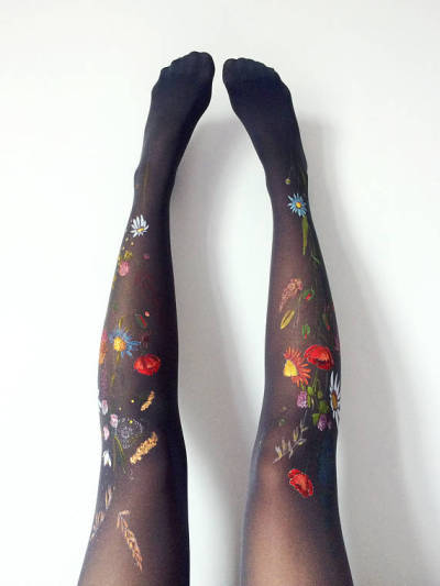 Exquisite Hand-Painted Tights by AMI ApparelFrom vibrant floral motifs to intricate peacock tai