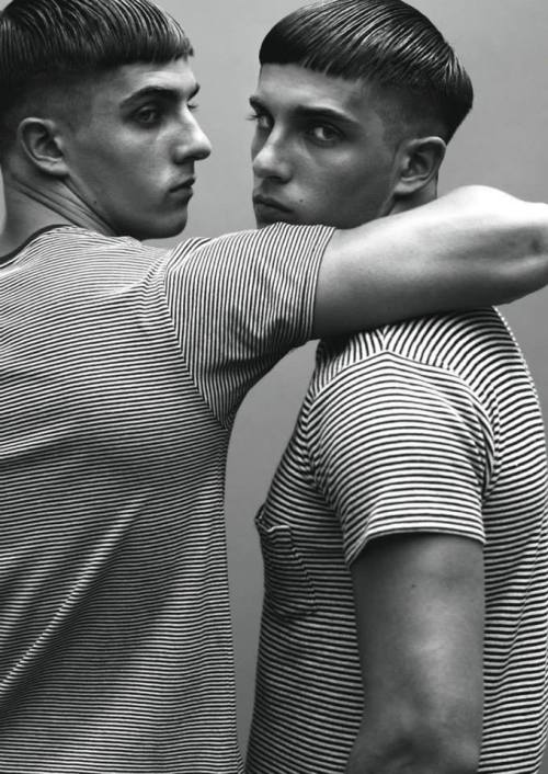 mientus-com:  SAINT LAURENT fall/winter 2013/14  Photos by Tetsuharu KubotaModels: Tyler Brank, Zach Brank, Dylan Fosket, Akiva Miller, Rafael Perez, Igor Stepanov, John Tuite www.mientus.com/labels/saint-laurent.html www.mientus.com 
