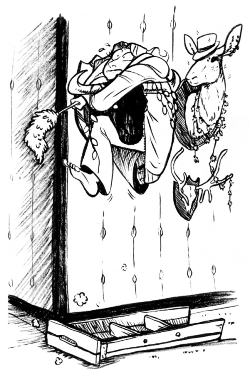 proteesiukkonen:  Inktober #27Dusting the family pets.