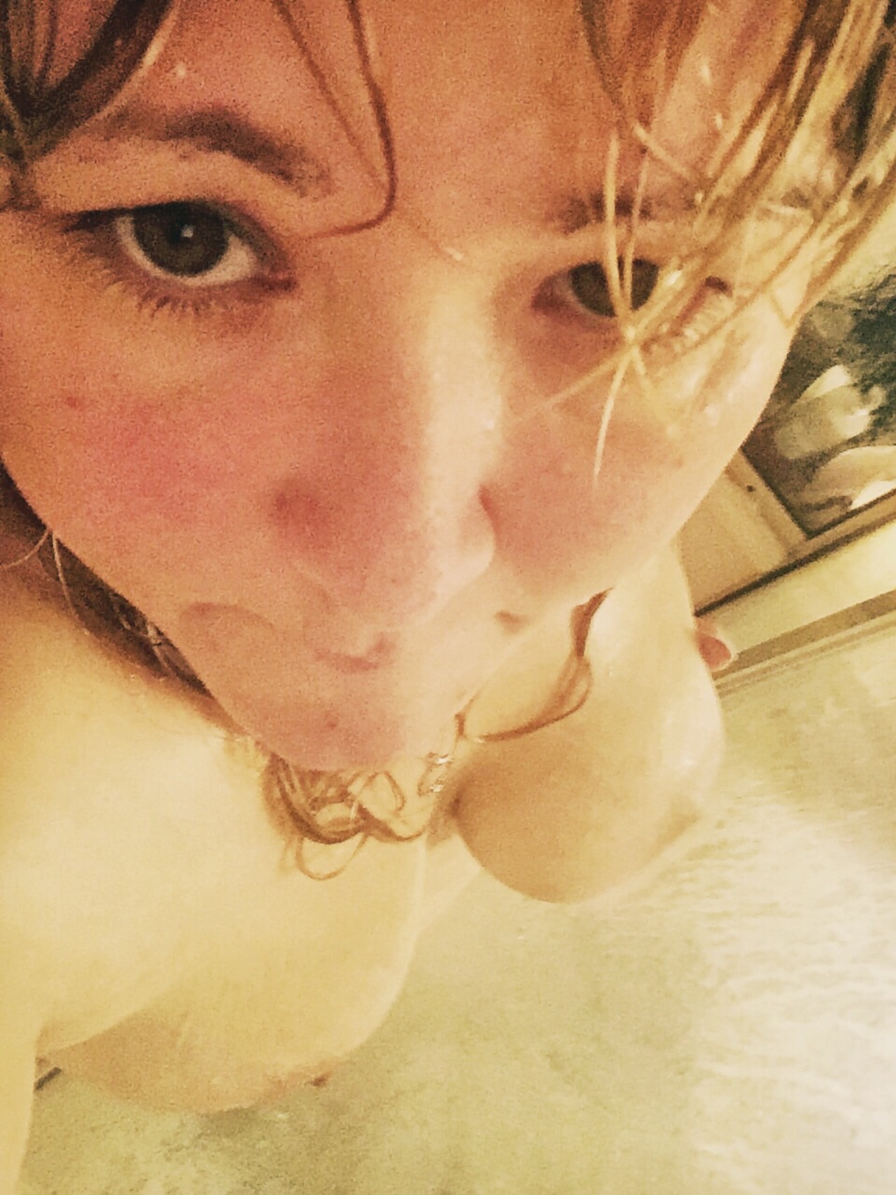 davidsdirtygirl:  Raw and exposed. Wet no make Up .  Hot shower after a long day