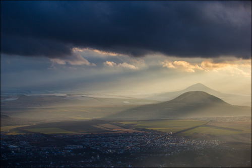 View from Mashuk, a mountain in the North Caucasus overlooking the city of Pyatigorsk, Rus