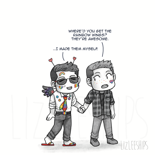 lizleeships: …Castiel is done being subtle. AKA: TFW2.0 goes to the ParadeHappy Pride, everyo