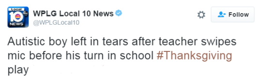 celestial-jazz:  nevaehtyler:  lovemarcheetah:  destinyrush:  6-year-old Caleb Squires was left in tears after a teacher took the microphone a moment before he was going to say gobble gobble. He was ready, opened his mouth and was about to speak, when