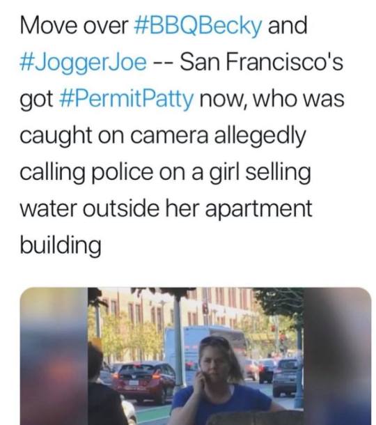 seemeflow:   She sells weed but has a problem with an 8 year old black girl selling water. Toxic white people feel like it is LITERALLY against the law for Black folks to disobey their request. They immediately jump into citizens arrest mode, playing