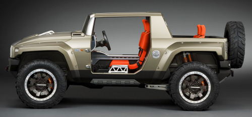 Hummer HX Concept, 2008. A prototype for a Jeep Wrangler-sized hummer powered by a 3.6 litre V6. The