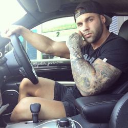 Muscle hunks in cars