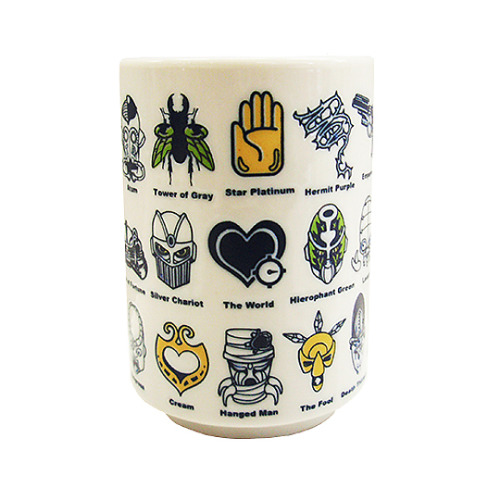 highdio:More ‘50 Years of JUMP‘ Jojo merch - Stardust Crusaders Stand icon cup.