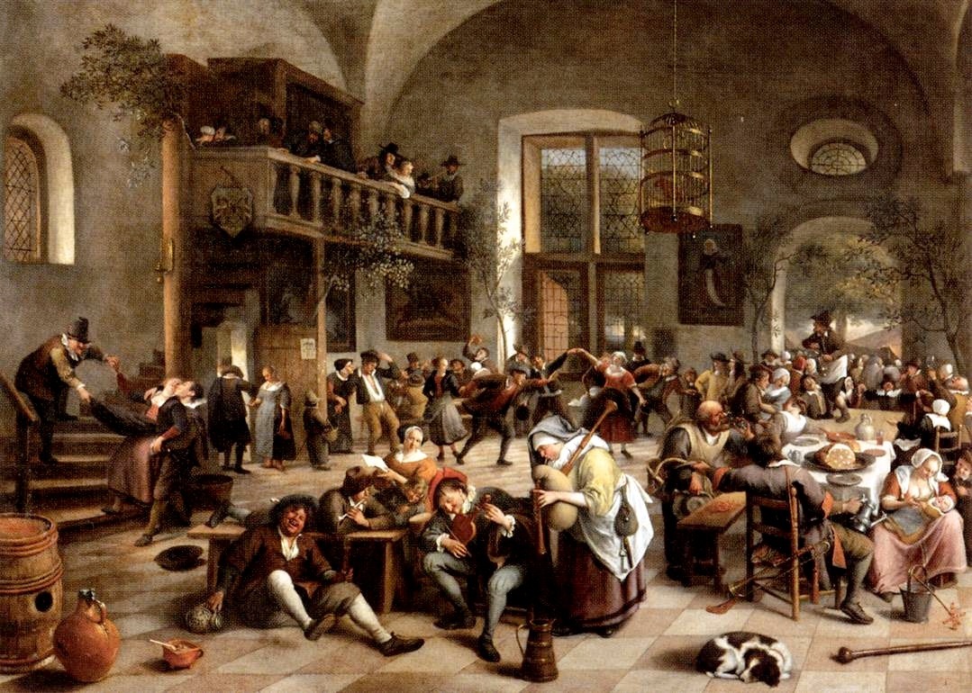 Jan Steen (Leiden, c. 1626 - 1679); Revelry at an Inn, 1674; oil on canvas, 117 x