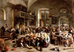 Jan Steen (Leiden, c. 1626 - 1679); Revelry at an Inn, 1674; oil on canvas, 117 x 161 cm; Musée du Louvre