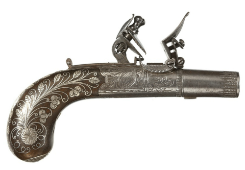 English Boxlock Pistol by T.J. Mortimer of London