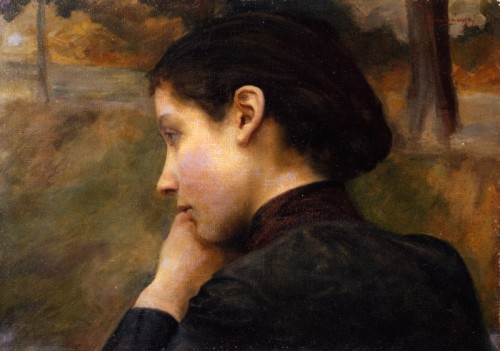 Profilo femminile. Studio per Les amoreux (Soir d'automne) - Emile Friant ca.1888Study pai