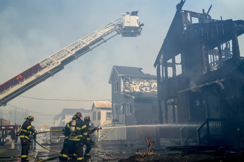 Multi house fire in Lindenhurst, NY, April 20, 2016.