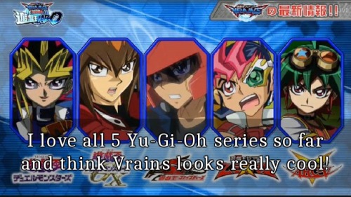 Confession:I love all 5 Yu-Gi-Oh series so far and think Vrains looks really cool!