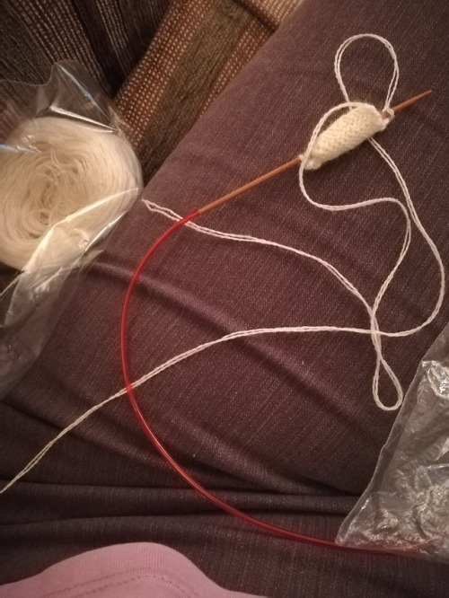 duchessnibenhu-ofpyromania: Miniature knitting wip. The ball I decided to use for Lagoona’s sw