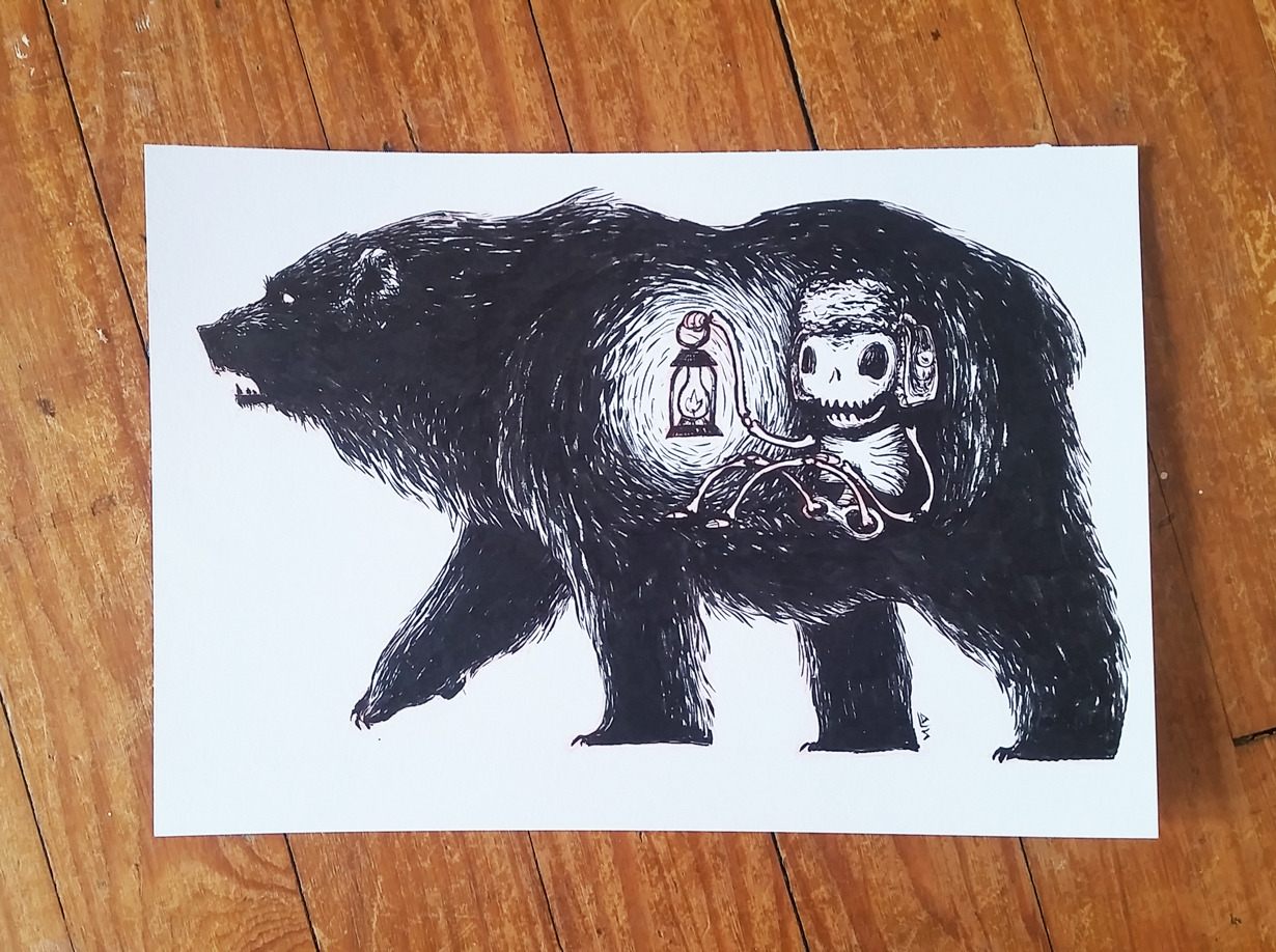 eatsleepdraw:  Death by Bear by David Slebodnick / Instagram / Store 7″ X