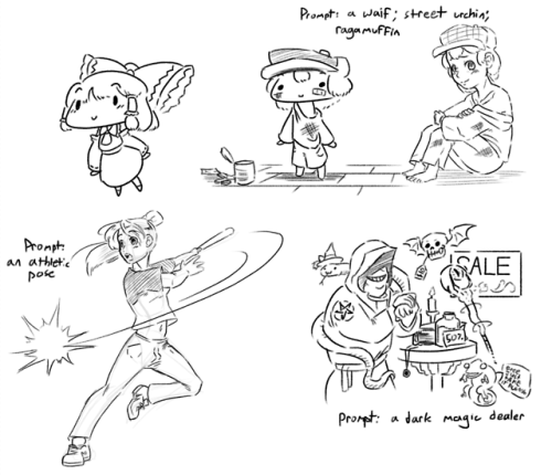 10 minute doodles dictated by a random prompt generator!