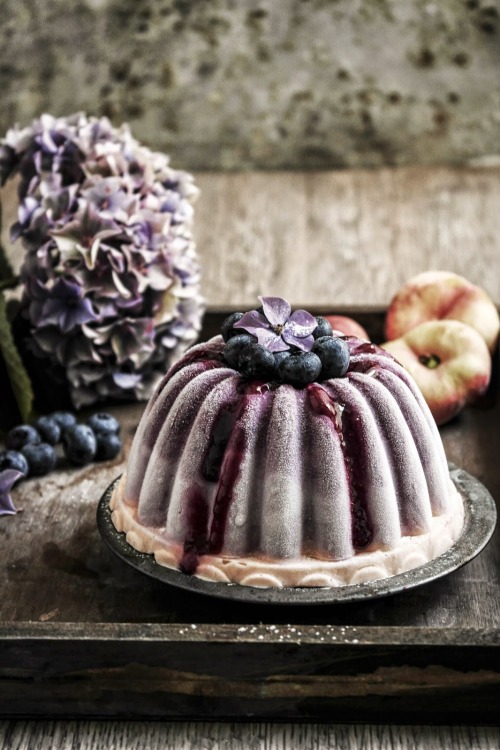 confectionerybliss: Peach And Blueberry Frozen Yogurt Cake | Twigg Studios