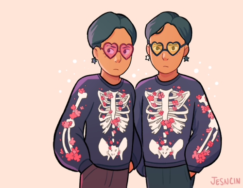 Skelesweater Sisters yeaa! We’re just excited for Skeleton Season :V sweater design by @s