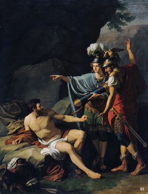 hadrian6:Ulysses and Neoptolemus taking the arrows of Hercules from Philoctetes. 1800. Jean Joseph T