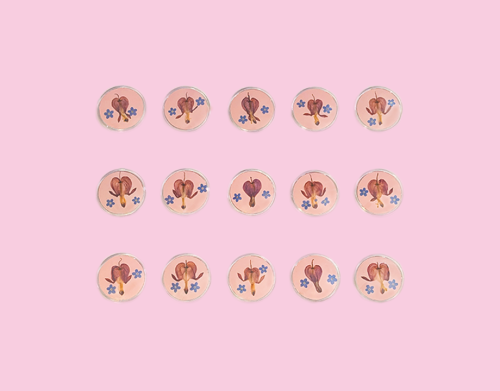 Bleeding Hearts + Forget-me-not Pressed Flowers Pins Inspired By The Song, Scorpion Grass