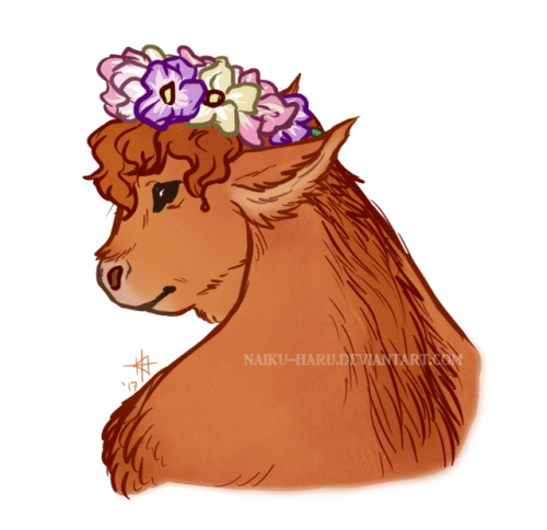 naiku-haru:Little warm-up/revamp of my minotaur druid Pax. Bovines look divine in flower crowns~