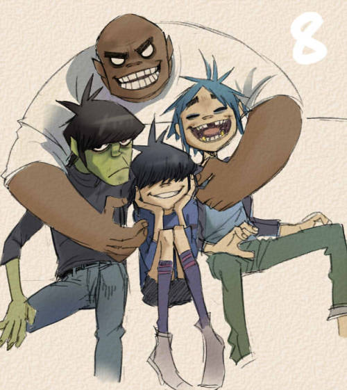 dumbkidgrownup:  ゴリラズ落書き詰め　8 | A-KA [pixiv] I only wanted to post the first pic, but I had to include a few of the sketches of this stack (there are more on the original page!) Also Kaiba-Murdoc, lol: 
