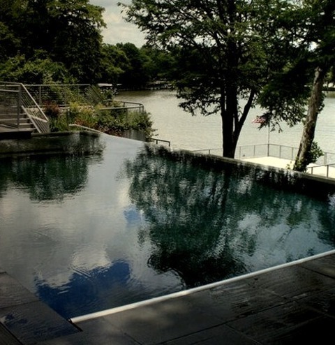 Austin Hot Tub PoolHot Tub - Mid-sized Modern Backyard Tile And Rectangular Infinity Hot Tub Idea