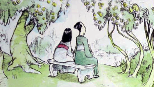 scurviesdisneyblog:Mulan storyboards to movie “My, my, what beautiful blossoms we have this year. Bu