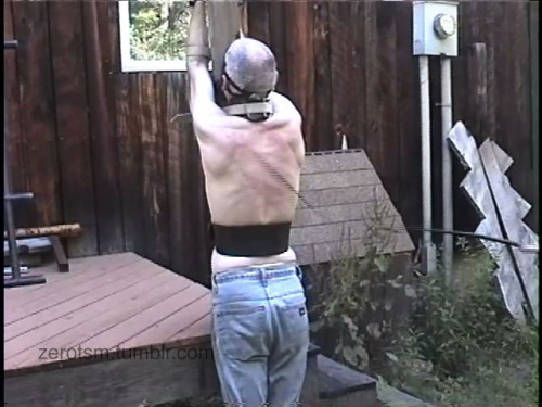 zerotsm:  Many people liked the photoset of zerotsm bound to a whipping post with a gag, so here is another one outside with more action. View the video at http://smboard.telcen.com 