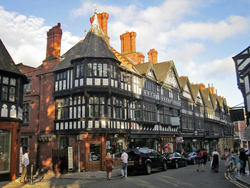 by PMcC in WashDC on Flickr.Victorian half-timbered buildings, St. Werburgh Street, Chester, England