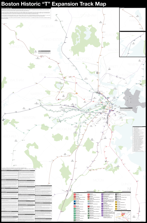  The Boston Historic “T” Expansion Track Map shows every proposed extension of the T sin