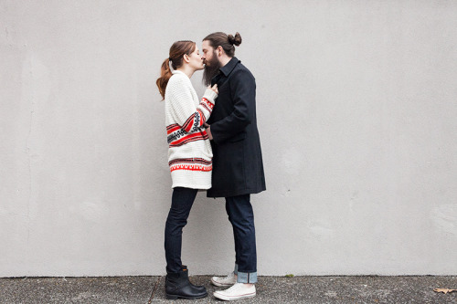 the-streetstyle:  WORN / HIS & HERS (via bleubirdblog)Worn / On him: Peacoat, Billy Reid. Button down shirt, Billy Reid. Jeans, Imogene + Willie. Ring, David Yurman. Shoes, Converse. On  Her: Cardigan sweater, vintage. My husband’s t-shirt, Imogene