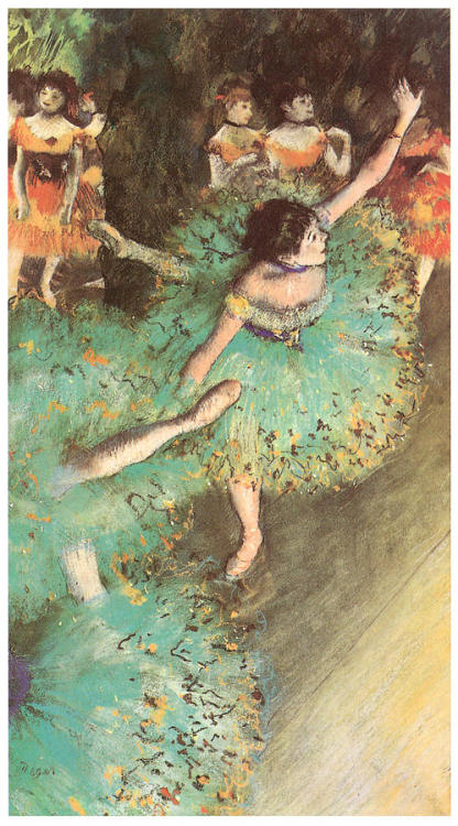 ~ GreenDancer ~ c. 1880 ~ Edgar Degas (1834-1917)~TwoDancers on a Stage ~ Edgar Degas (1834-1917)