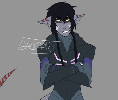 as promised, heres my new Galra bebe <3 ‘Larax’ i’ve never made a galra oc before so pwease let m