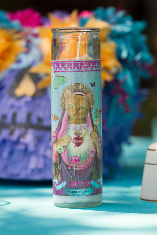 Bezoar as Guadalupe - Big Sur 2013 A prayer candle homage to Guadalupe featuring Bezoar the kitty!  