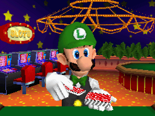 powerburial: letshearitforthisclown: suppermariobroth: Luigi shuffling up for one of his casino mini