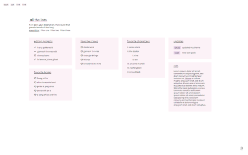 venusthms:  page 07: myrina | list page  anon requested a page to make lists on and therefor I creat