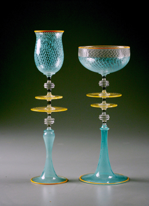 Reticello Goblets, Charles SavoieBlown Glasss, 10 x 3