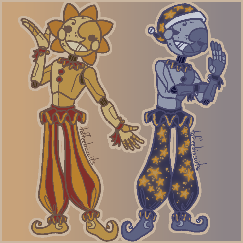 sun n moon have dragged me by the throat into fnaf and honestly im not complaining their designs sla