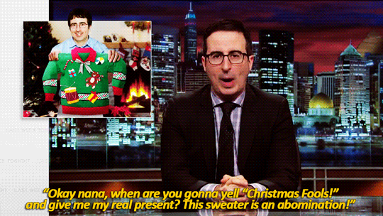 sandandglass:John Oliver on April Fools’ Day