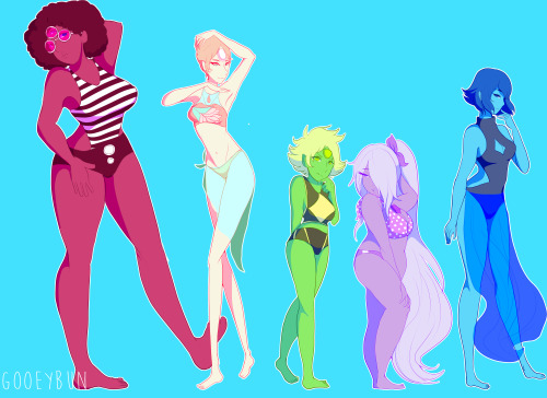 gooeybunart:  finally its finished!!!it took me so long but its finally done,anyways its the gems in a swimsuits because its summer and i thought itd be a fun experiment 